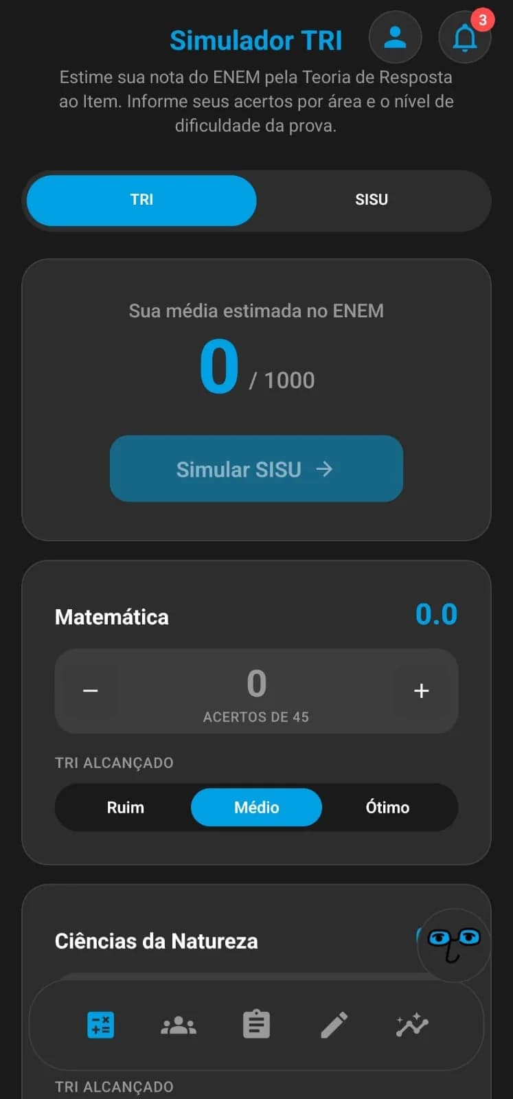 Tela mobile do Intelecttus School com recursos de prática